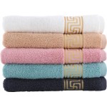 Полотенце CLEANELLY Меандро 30x50см, розовое, золотой бордюр, хлопок, Арт. ПЦ-1701-3835/4523/5273цв.438