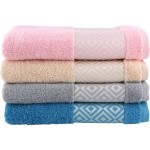 Полотенце CLEANELLY Меандро 30x50см, бежевое, серебряный бордюр, хлопок, Арт. ПЦ-1701-3656 цв.258