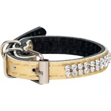 Ошейник кожаный ЛЕНТА 10мм обхват 16–22см со стразами 2х-слойный цветной в магазинах Лента
