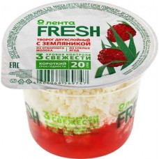 Творог ЛЕНТА FRESH с земляникой 3,2%, без змж, 180г в магазинах Лента