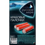 Крабовые палочки РУССКОЕ МОРЕ имитация, 200г Крабовые палочки РУССКОЕ МОРЕ имитация, 200г