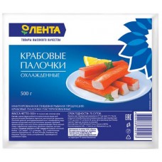 Крабовые палочки охлажденные ЛЕНТА имитация, 500г в магазинах Лента