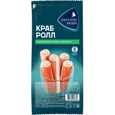 Крабовые палочки РУССКОЕ МОРЕ Краб-ролл с сыром и зеленью, имитация, 180г в магазинах Лента