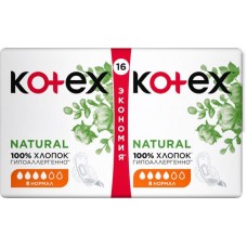Прокладки KOTEX Natural Нормал, 16шт в магазинах Лента
