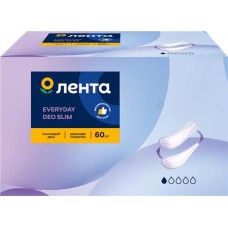 Прокладки гигиенические ЛЕНТА Everyday Deo Slim для ежедневного использования, 60шт в магазинах Лента