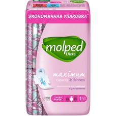 Прокладки MOLPED Ultra Супер с крылышками, 14шт в магазинах Лента Прокладки MOLPED Ultra Супер с крылышками, 14шт в магазинах Лента