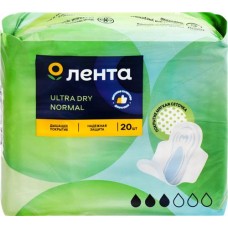 Прокладки гигиенические ЛЕНТА Ultra dry Normal, 20шт в магазинах Лента