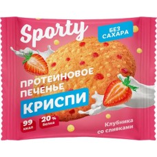 Печенье протеиновое SPORTY Криспи Клубника со сливками, без сахара, 30г в магазинах Лента
