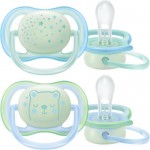 Пустышка для мальчика PHILIPS AVENT Ultra Air ночная, с 0 до 6 месяцев, Арт. SCF376/11, 2шт
