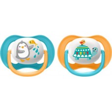 Пустышка PHILIPS AVENT Ultra air collection Пингвин/Черепашка, с 6 месяцев, Арт. SCF080/07, 2шт в магазинах Лента