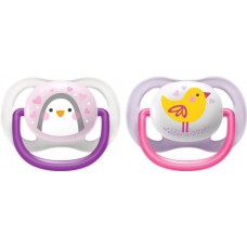 Пустышка PHILIPS AVENT Ultra air collection Пингвин/Птичка, с 0 месяцев, Арт. SCF080/06, 2шт в магазинах Лента