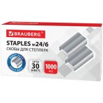 Скобы для степлера BRAUBERG №24/6, 1000шт