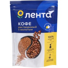 Кофе растворимый с добавлением молотого ЛЕНТА натуральный сублимированный, 90 в магазинах Лента
