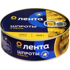 Шпроты ЛЕНТА в масле, 240г в магазинах Лента Шпроты ЛЕНТА в масле, 240г в магазинах Лента