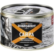 Сайра ДОБРОФЛОТ Тихоокеанская натуральная с добавлением масла, 245г в магазинах Лента Сайра ДОБРОФЛОТ Тихоокеанская натуральная с добавлением масла, 245г в магазинах Лента