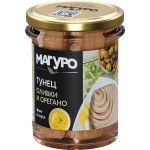 Тунец полосатый МАГУРО филе в соусе Оливки-орегано с маслом, 200г Тунец полосатый МАГУРО филе в соусе Оливки-орегано с маслом, 200г