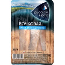 Сельдь Атлантическая слабосоленая РУССКОЕ МОРЕ бочковая в тузлуке, филе, 230г в магазинах Лента