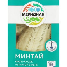 Минтай отварной МЕРИДИАН в желе, филе, 200г в магазинах Лента