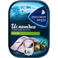 Сельдь РУССКОЕ МОРЕ Исландка, филе-кусочки в масле, 115г в магазинах Лента