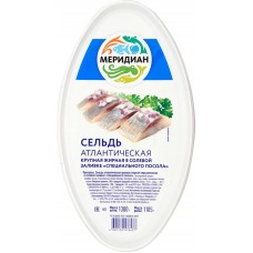 Сельдь Тихоокеанская специального посола МЕРИДИАН крупная жирная, 1,3г в магазинах Лента