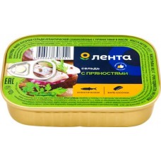 Сельдь ЛЕНТА Атлантическая филе-кусочки в масле с пряностями, 115г в магазинах Лента