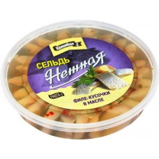 Сельдь КАПИТАН Нежная, филе-кусочки в масле, 300г в магазинах Лента