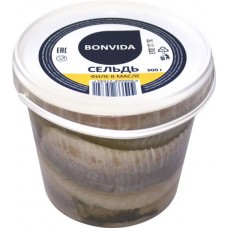 Сельдь Атлантическая слабосоленая BONVIDA филе в масле, 780г в магазинах Лента
