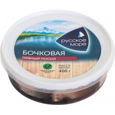 Сельдь Тихоокеанская пряного посола РУССКОЕ МОРЕ Бочковая жирная, кусочки, 400г в магазинах Лента