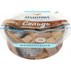 Сельдь Атлантическо-скандинавская малосольная АТЛАНТИКА филе-кусочки в масле, 240г в магазинах Лента