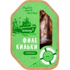 Килька слабосоленая ПЕТРОТРАЛ С пряностями, филе в масле, 170г в магазинах Лента