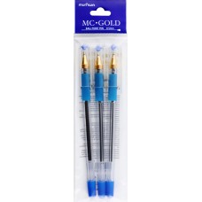 Набор шариковых ручек MUNHWA MC Gold 0,5мм синий Арт. 239439,BMC-02/3, 3шт в магазинах Лента