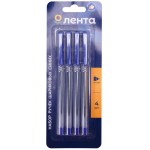 Набор шариковых ручек ЛЕНТА синий, 4шт Набор шариковых ручек ЛЕНТА синий, 4шт