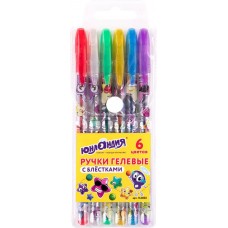 Набор гелевых ручек ЮНЛАНДИЯ с блестками, 6 цветов, Арт. 142802, 6шт в магазинах Лента