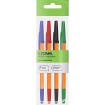 Набор шариковых ручек СТАММ Оптима, оранжевый, 1мм, 4 цвета, Арт. РШ-30431-4, 4шт