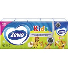 Платочки бумажные детские ZEWA Kids 3-слоя, 10x10шт в магазинах Лента