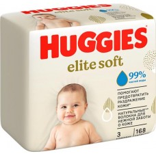 Салфетки влажные детские HUGGIES Elite soft, 168шт в магазинах Лента