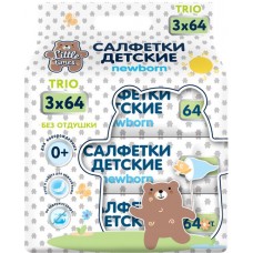 Салфетки влажные детские LITTLE TIMES для очищения кожи, без отдушки, 3х64шт в магазинах Лента