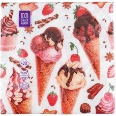 Салфетки бумажные DOLCE ALBERO Айс крим 3-слоя 33х33см, 20шт в магазинах Лента