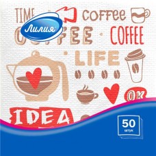 Салфетки бумажные ЛИЛИЯ 24х24 с рисунком, 1-слой, 50листов в магазинах Лента