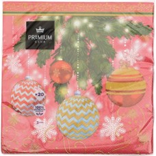 Салфетки бумажные PREMIUM CLUB Елочные украшения 3-слоя 33х33см, 20шт в магазинах Лента