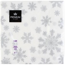 Салфетки бумажные PREMIUM CLUB Снежинки 3-слоя 33х33см, 20шт в магазинах Лента