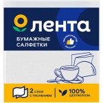 Салфетки бумажные ЛЕНТА двухслойные белые 24х24 см