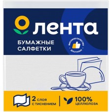 Салфетки бумажные ЛЕНТА двухслойные белые 24х24 см в магазинах Лента
