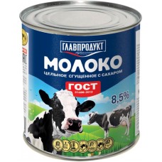 Молоко сгущенное ГЛАВПРОДУКТ цельное с сахаром без змж ГОСТ, 380г в магазинах Лента