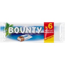 Батончик шоколадный BOUNTY с мякотью кокоса, 6шт, 165г в магазинах Лента
