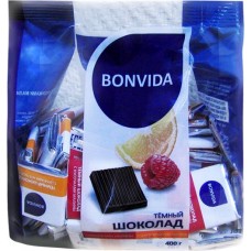 Шоколад темный BONVIDA Ассорти с кусочками малины и цукатами апельсина, 400г в магазинах Лента