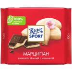 Шоколад темный RITTER SPORT с благородным марципаном, 100г Шоколад темный RITTER SPORT с благородным марципаном, 100г