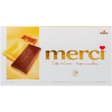 Шоколад MERCI Кофе и сливки, 100г в магазинах Лента