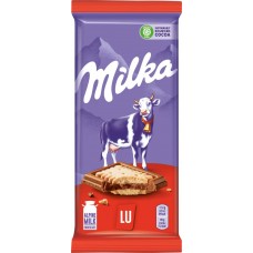 Шоколад молочный MILKA LU с печеньем, 87г в магазинах Лента
