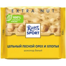Шоколад белый RITTER SPORT Цельный лесной орех и хлопья, 100г в магазинах Лента